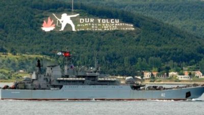 Rus savaş gemisi Çanakkale boğazından geçti-Çanakkale Haberleri